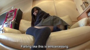 Subtitles farting Japanese schoolgirl in HD